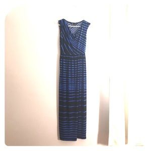 Black/blue striped maxi dress