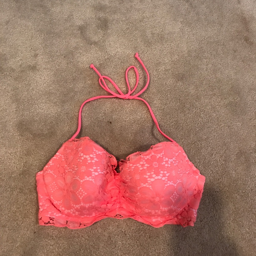 vS push-up gateway lace coral bathing suit top