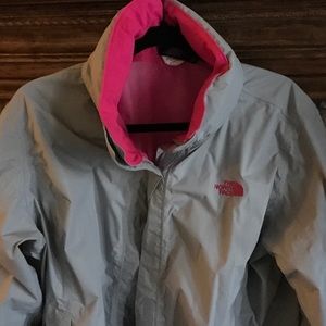 North face rain and wind breaker grey/pink XXL