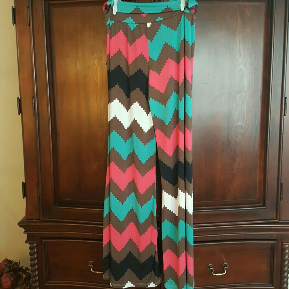 Plus Size Chevron Palazzo Pants