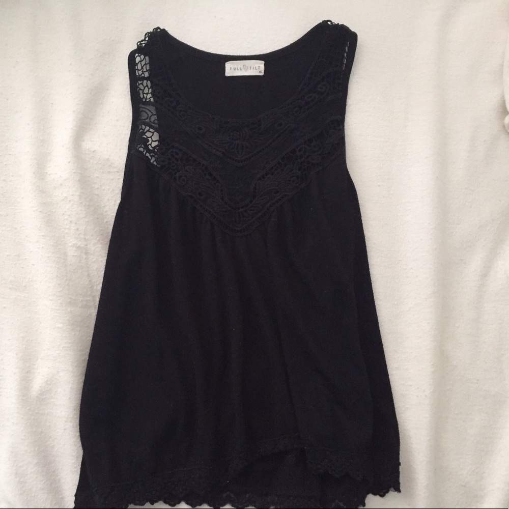 Black embroidered tank top
