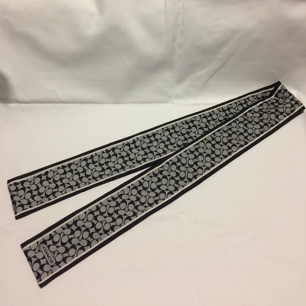 Coach signature logo black and grey scarf