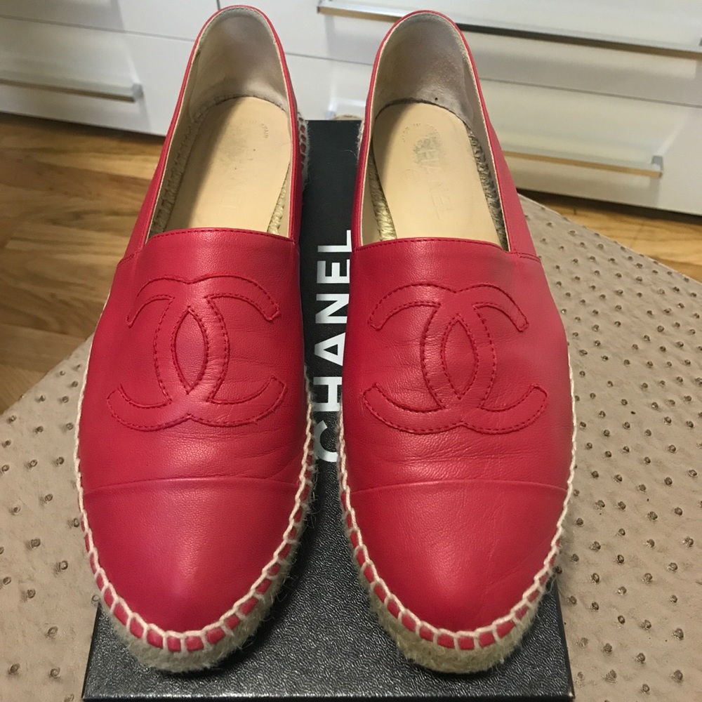 Chanel red espadrilles size 40