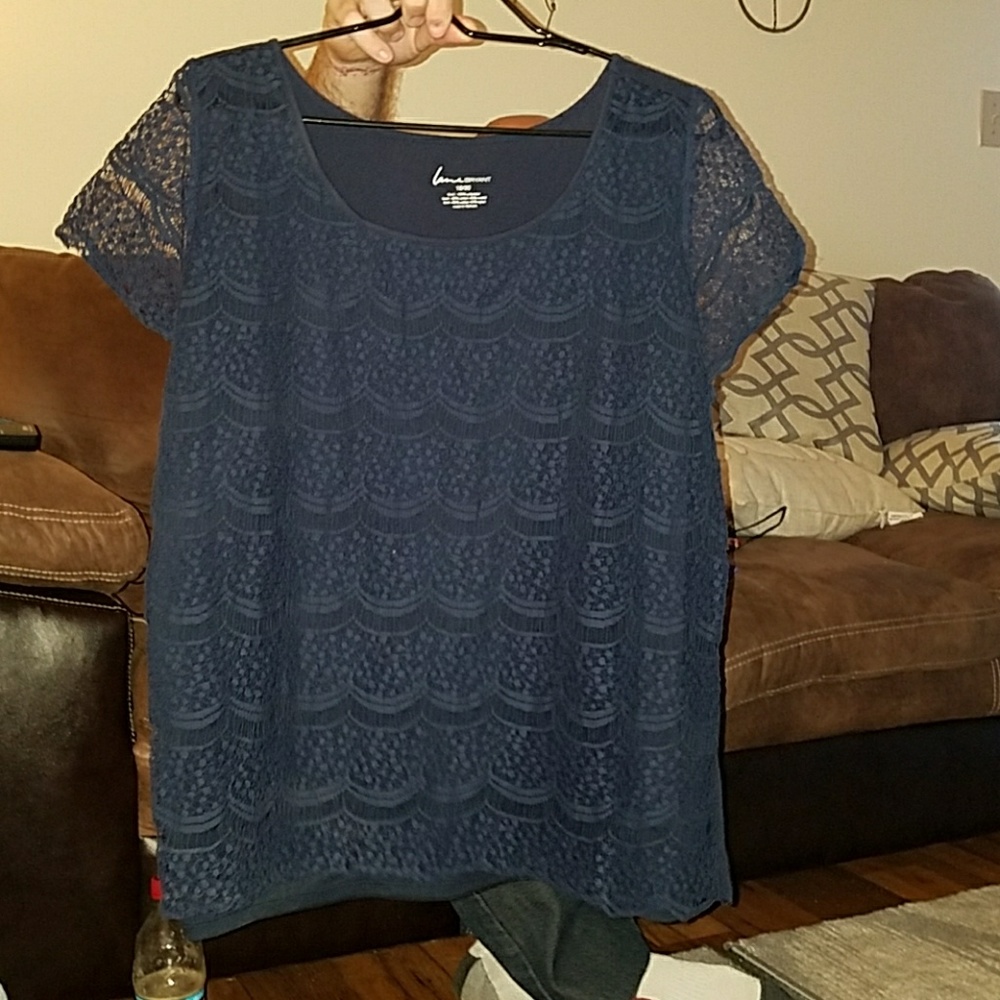 Scalloped lace blouse