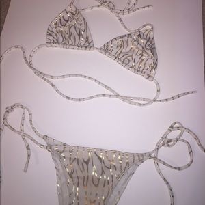 Bathing suit top and bottom zebra print