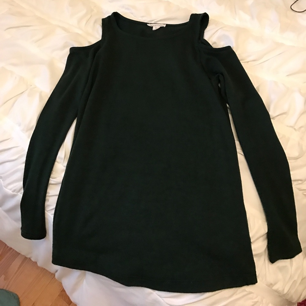 Forrest green cold shoulder tunic dress