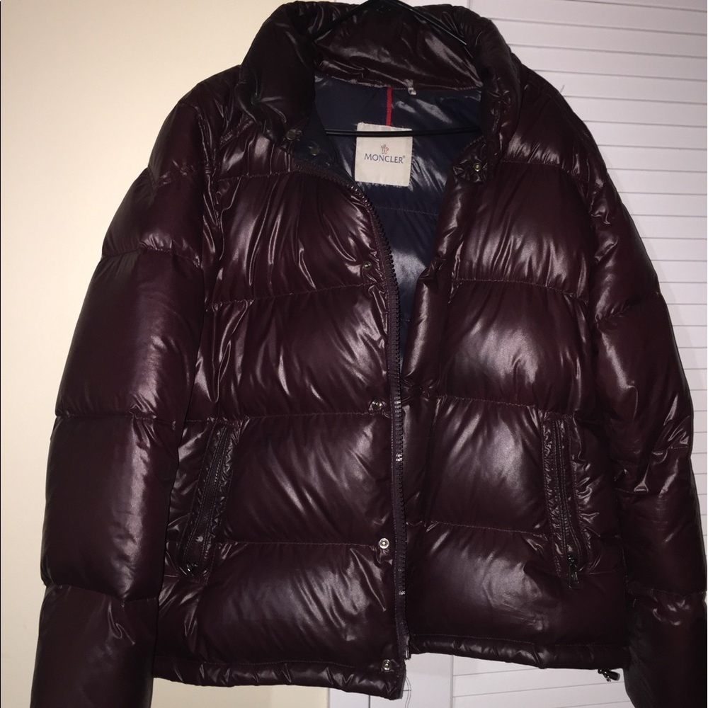 💯Auth. Men's Burgundy Puffer Moncler Jacket Sz 5