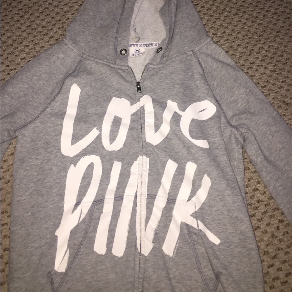 Grey Victoria Secret PINK Zip Up Hoodie