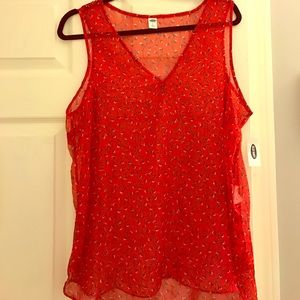 Sheer red tank top