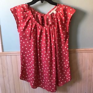 Lauren Conrad pink and white polkadot blouse