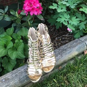 Gold gladiator heels