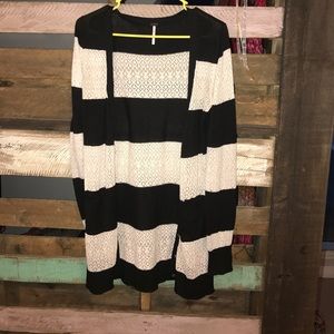 black and white striped cardigan