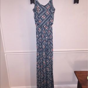 Blue Multicolored Small Maxi Dress