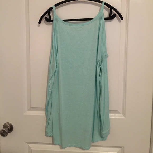 Blue long sleeve shirt with shoulder cut outs - Picture 2 of 3