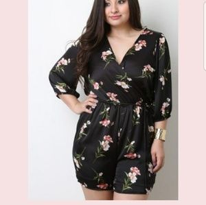 PLUS FLORAL SATIN ROMPER