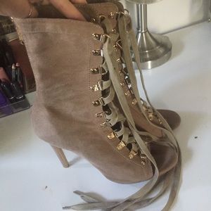 Kylie inspired lace up bootie heels
