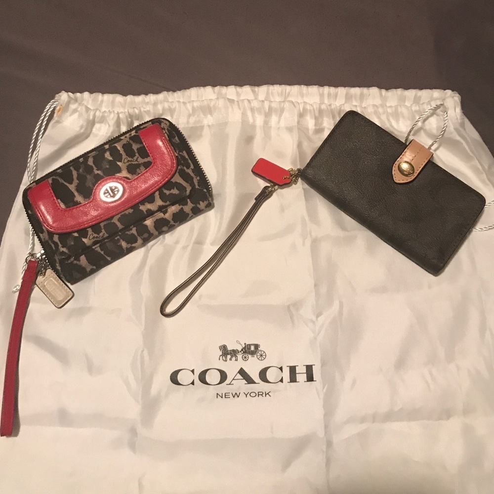 Two Authentic Coach Cellphone Holding Wristlets