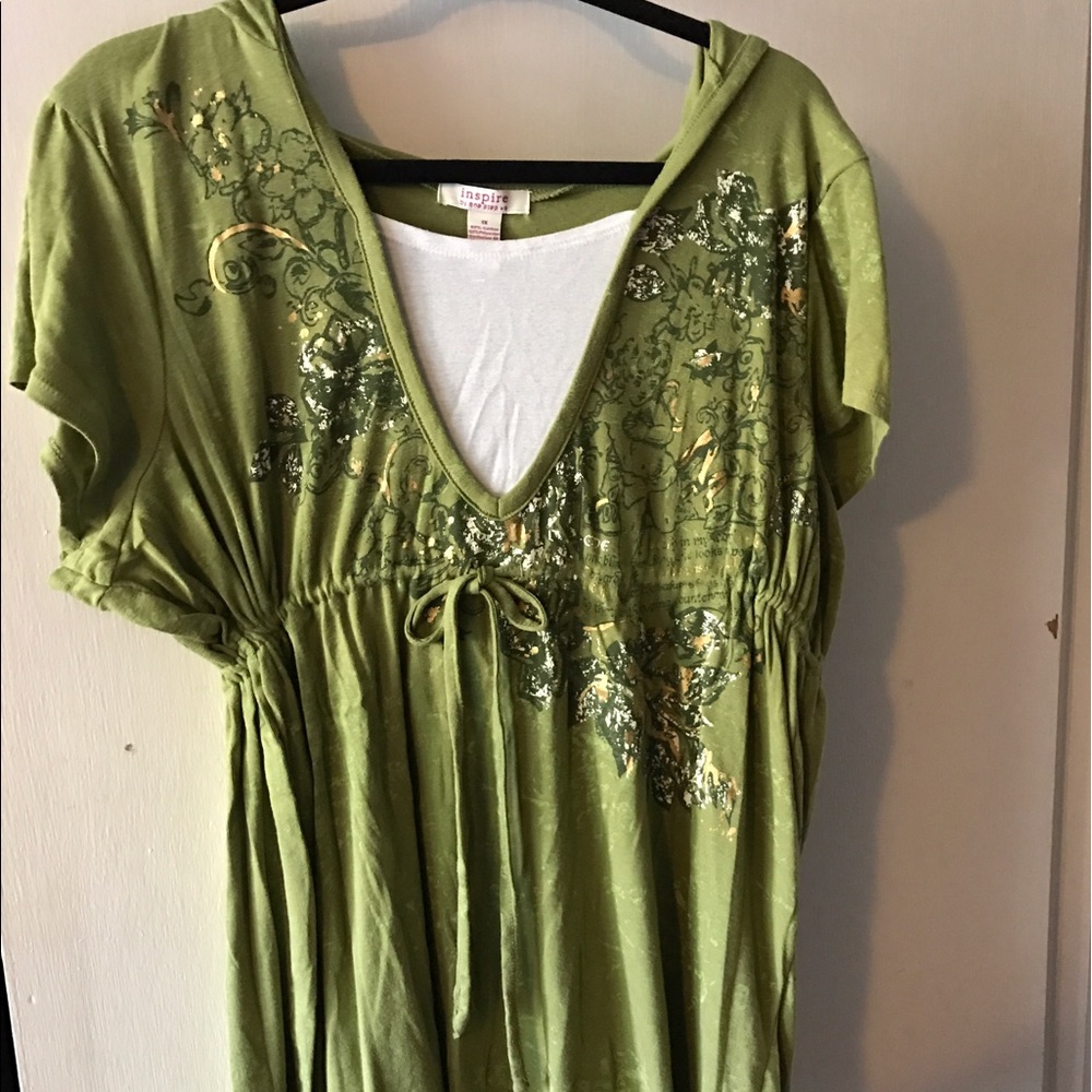 Inspire 1X green short sleeve hoodie