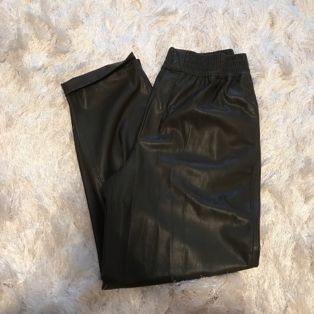 Faux Leather Joggers