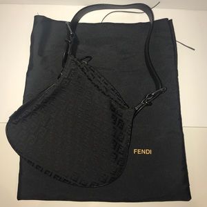 Fendi Black Zucca Saddle Bag