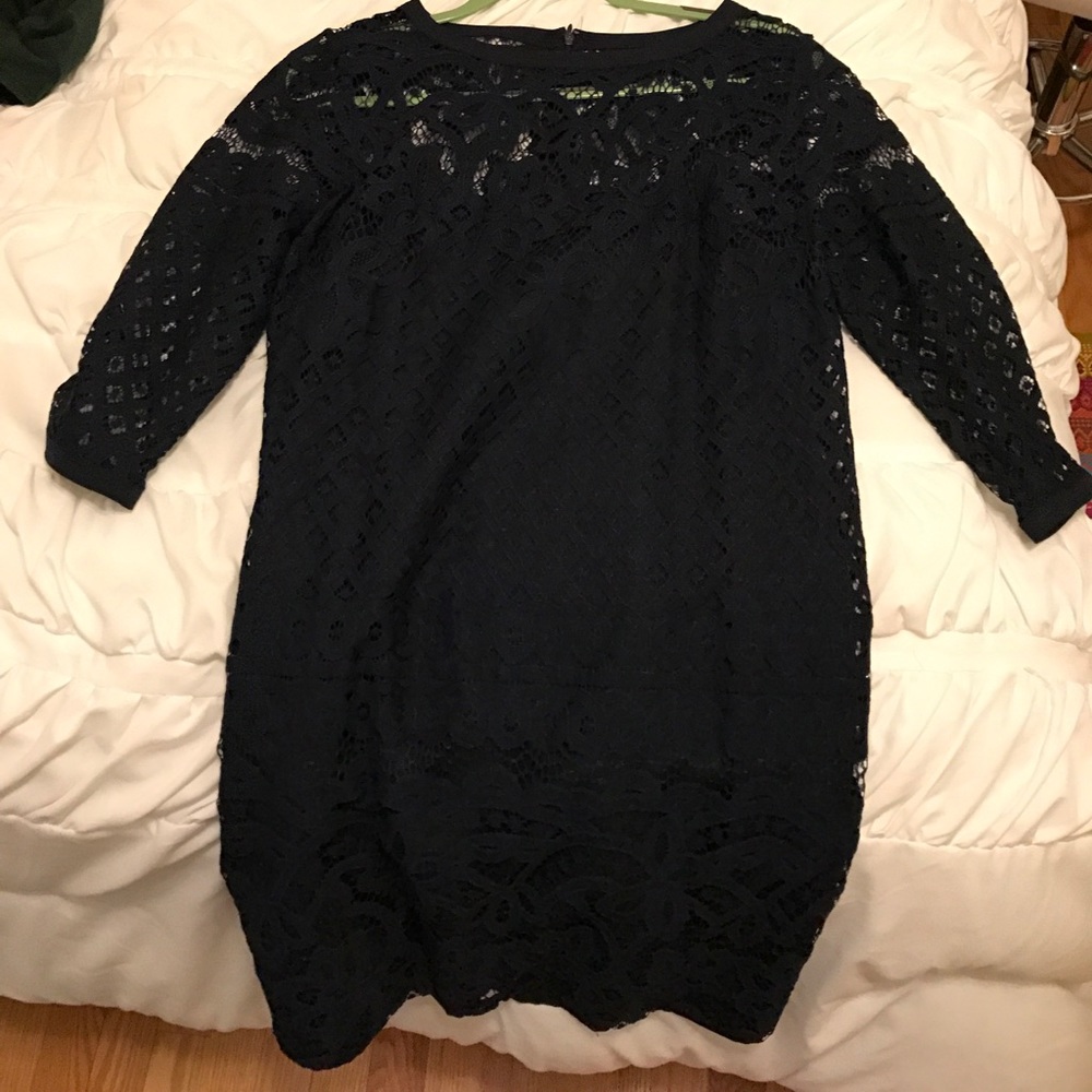 Navy lace shift dress