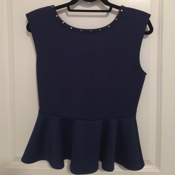 Blue peplum top with studded detail - Picture 1 of 2