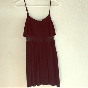 Black Spaghetti strap black dress with mesh center