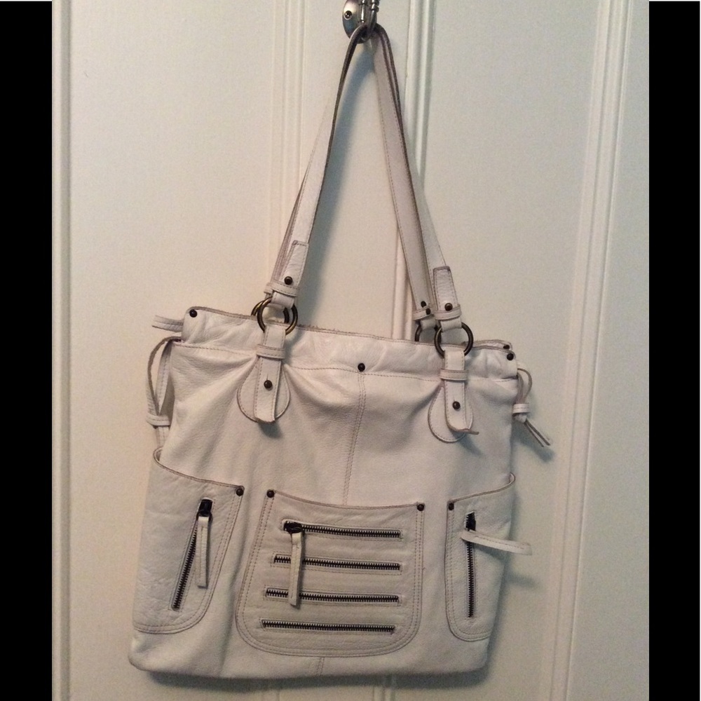 White leather summer tote!