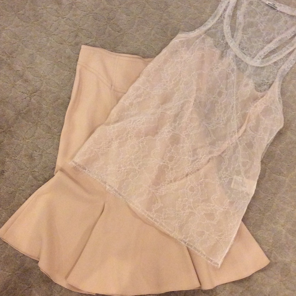 Lace racer back and matching skirt