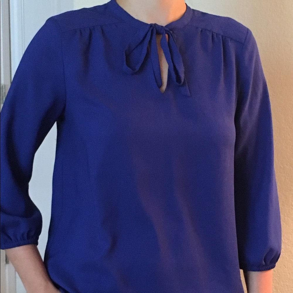 Ann Taylor royal blue silky blouse