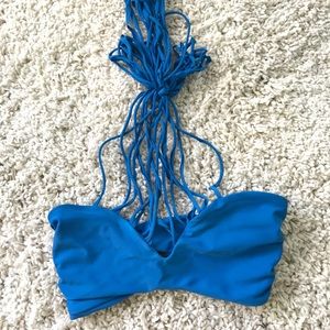 mikoh kanaka blue thread halter bikini top