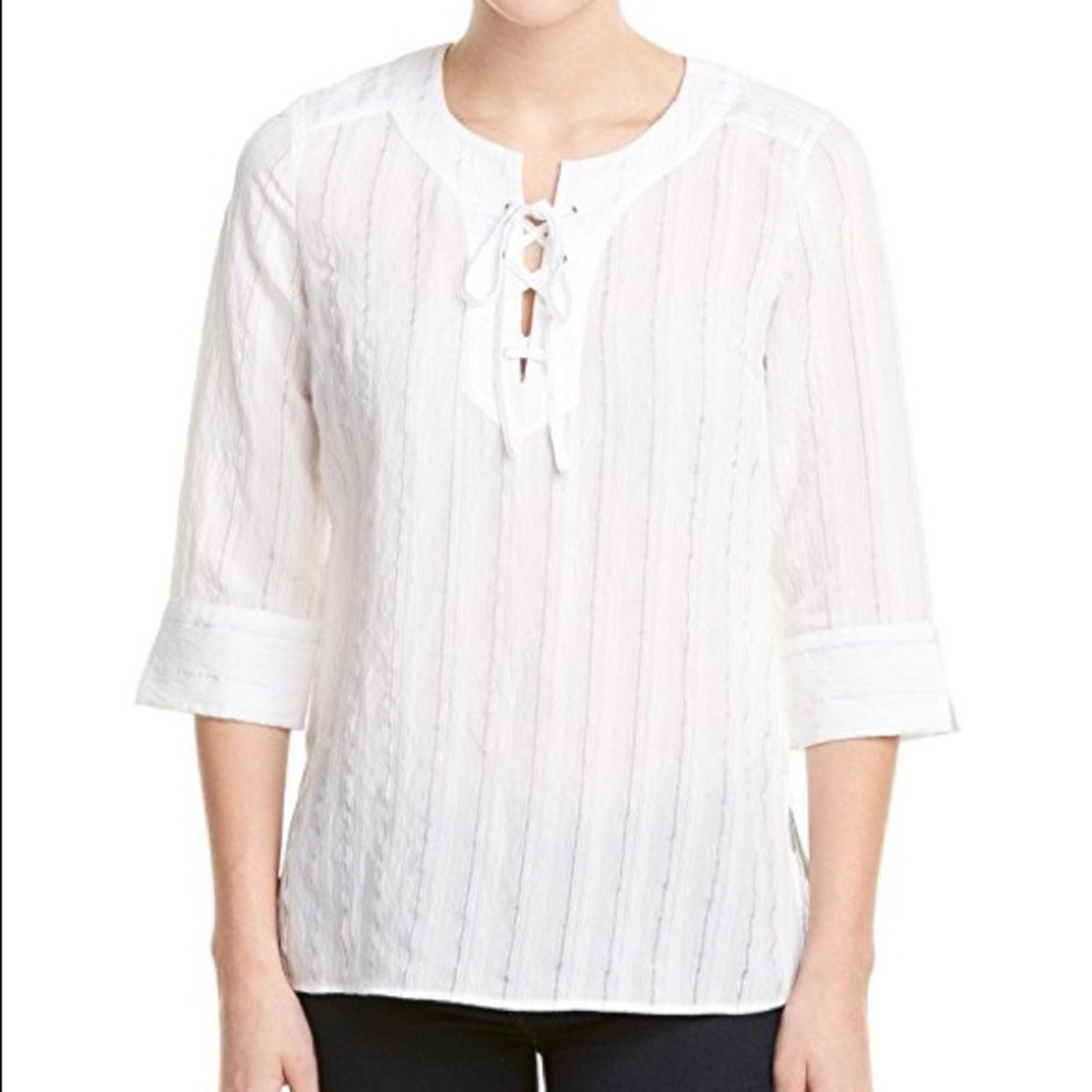 Laundry by Shelli Segal white bohemian top SZ 6