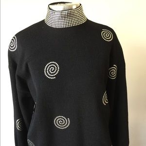 St. John's sweater with silver embellishments sz L St. John's sweater with silver embellishments sz L