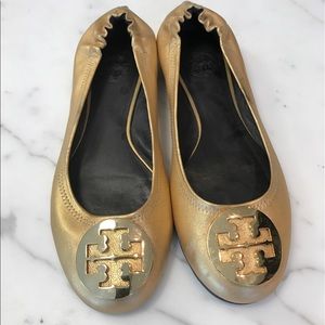 Tory Burch Gold Ballet Flats Size 8