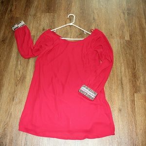 Red swoop neck dress