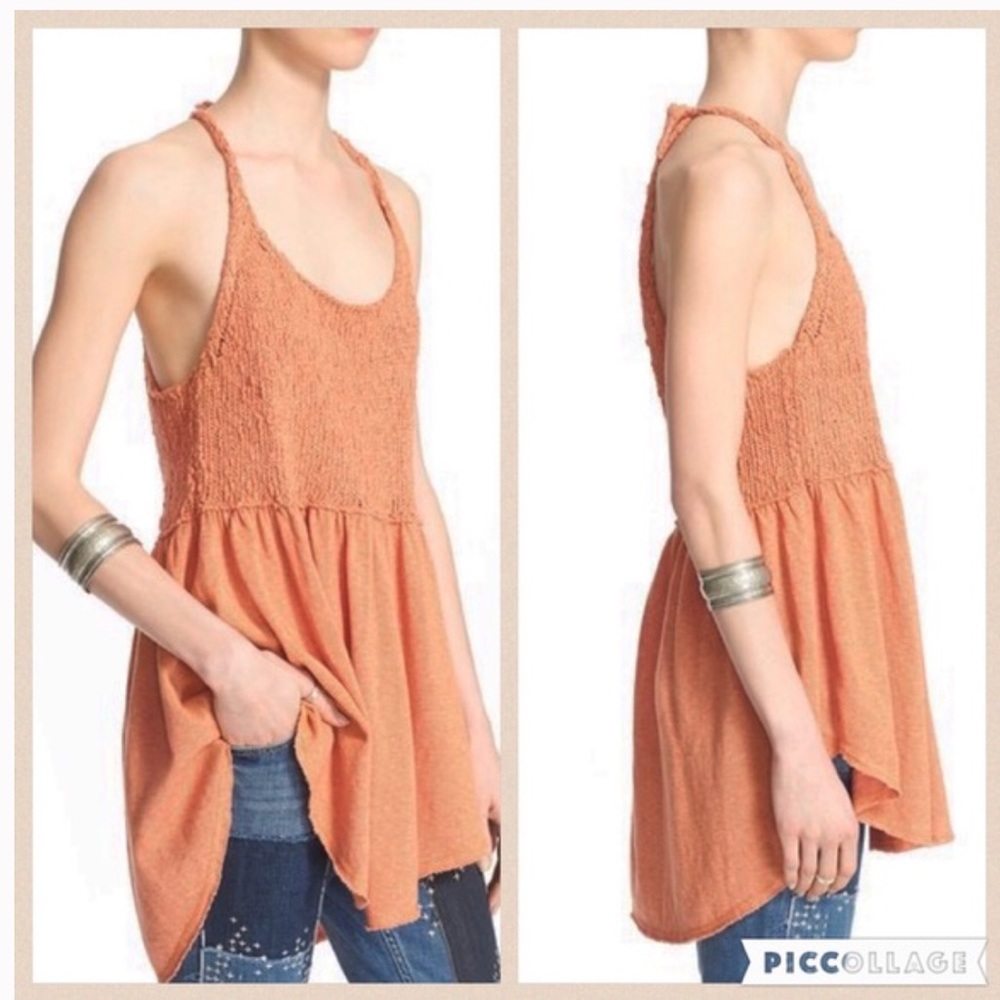 Free People orange boho sweater tank  SZ small