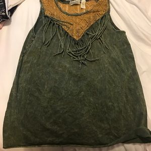 GIMMICKS green fringe tank from BUCKLE