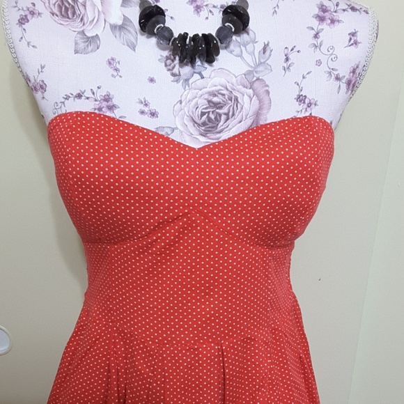 LRG RUE 21 RED STRAPLESS KNEE LENGTH SUMMER DRESS - Picture 2 of 8