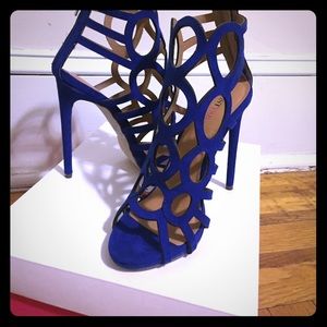Royal blue never worn laser cut hi heels