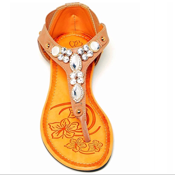 EMBELLISHED JEWELED GLADIATOR FLATS SANDALS - Picture 5 of 7