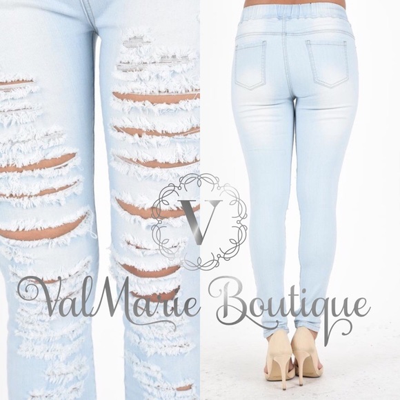 🎈SZ L LAST- Light wash denim stretchy joggers - Picture 2 of 2