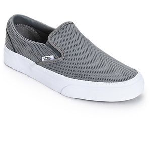 Vans Classic Grey Perforated Leather Slip-Ons