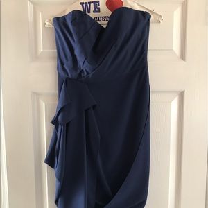 Strapless navy mini dress