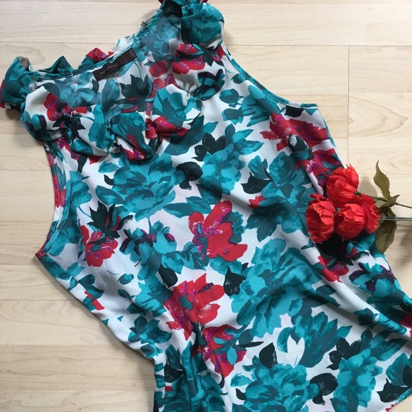The Limited Tops - The Limited floral ruffle tank top career blouse