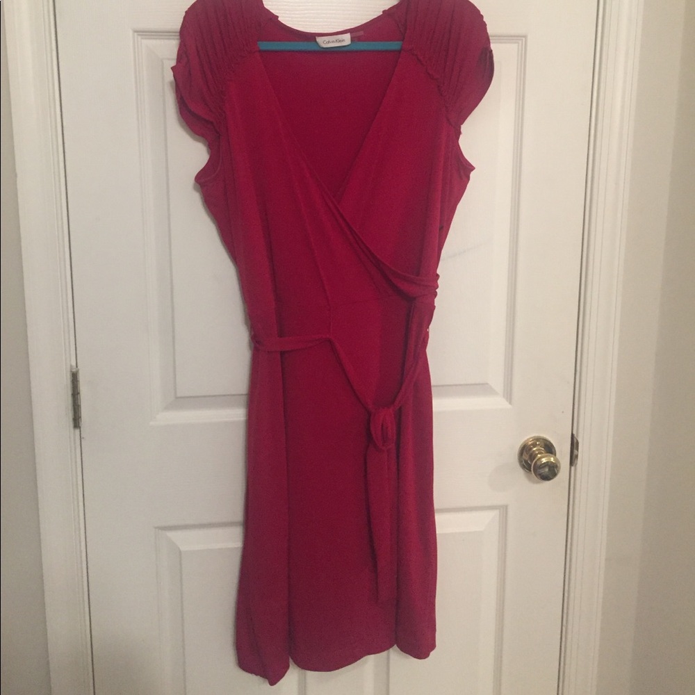 Red wrap dress