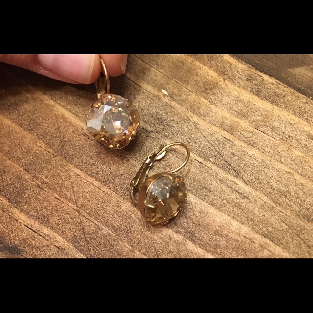 Peach CZ stone drop earring - excellent condition