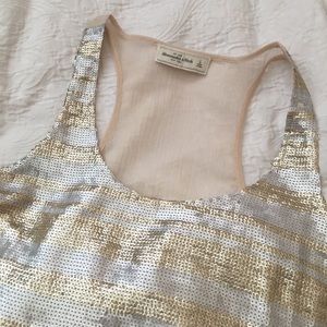 Abercrombie and fitch sequin tank top gold silver
