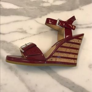 Micheal Kors Red Patent Wedge Sandals