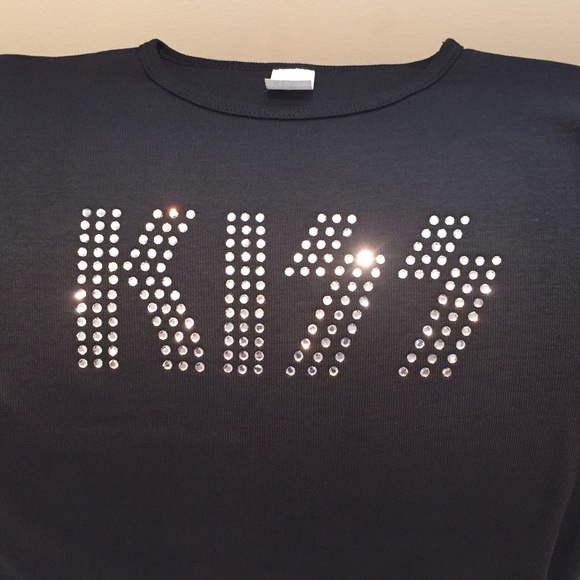 🚫SOLD Vintage 90s KISS Rhinestone Studded T-shirt - Picture 6 of 8