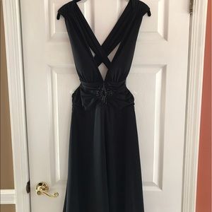 Beaded black midi prom dress